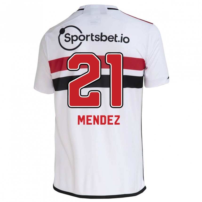 メンズフットボールジェヘクソン・メンデス#21白ホームシャツ2023/24ジャージーユニフォーム