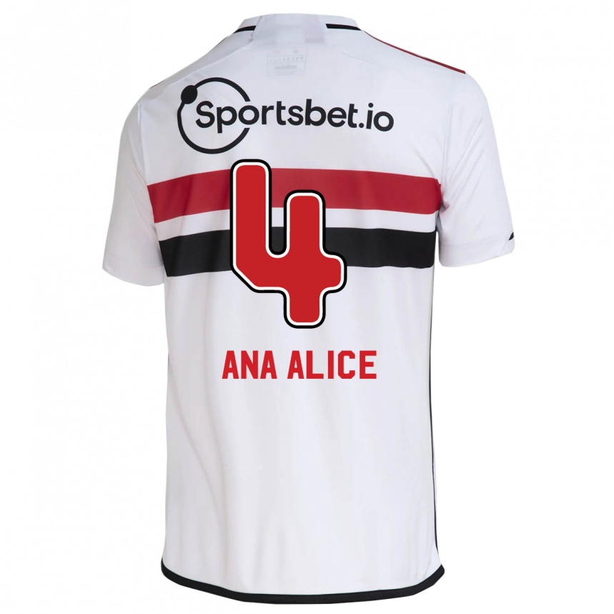 メンズフットボールアナ・アリス・ルシアーノ・ダ・シルバ#4白ホームシャツ2023/24ジャージーユニフォーム