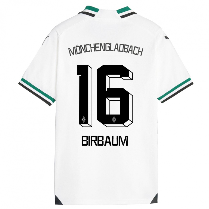 メンズフットボールアン・バーバウム#16ホワイトグリーンホームシャツ2023/24ジャージーユニフォーム