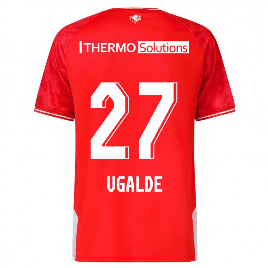 メンズフットボールマンフレド・ウガルデ#27赤ホームシャツ2023/24ジャージーユニフォーム
