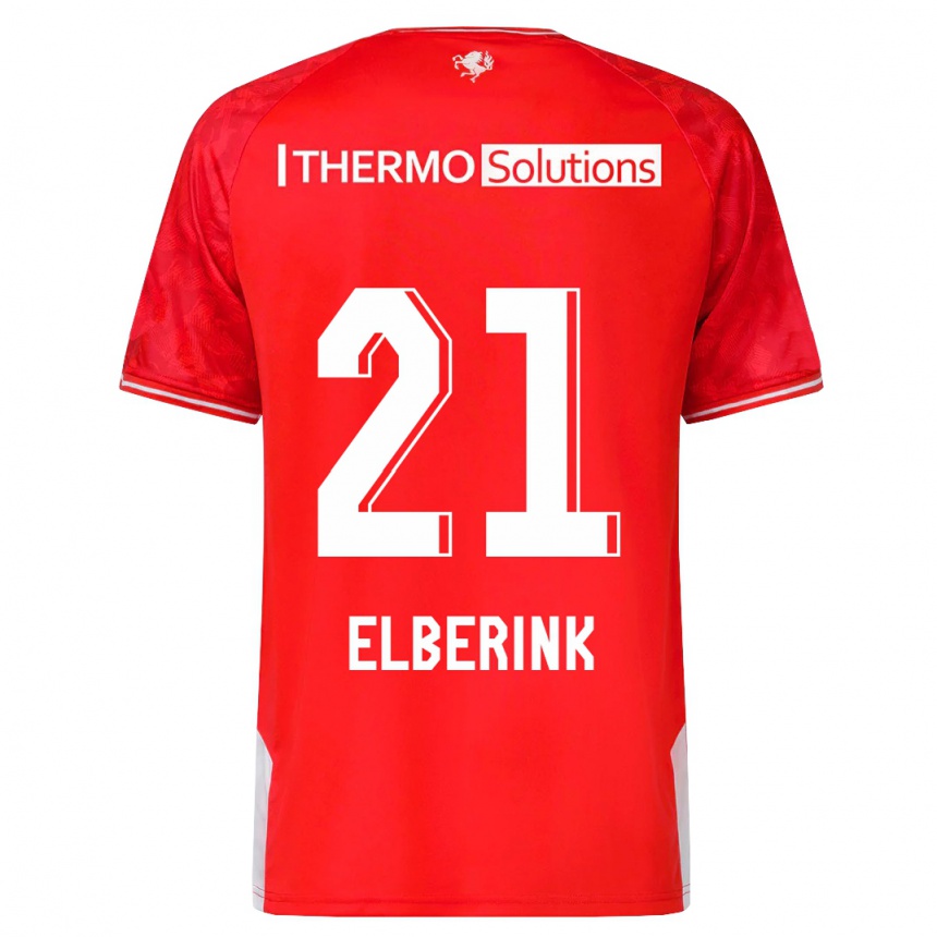 メンズフットボールエヴァ・オーデ・エルベリンク#21赤ホームシャツ2023/24ジャージーユニフォーム