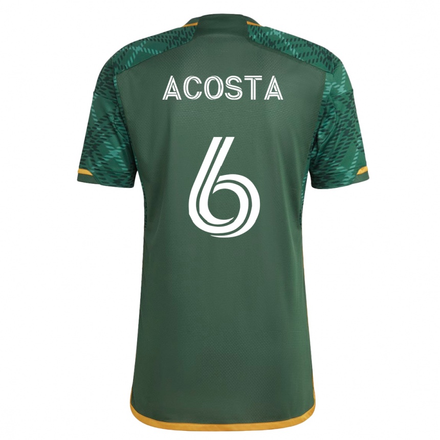 メンズフットボールブライアン・アコスタ#6緑ホームシャツ2023/24ジャージーユニフォーム