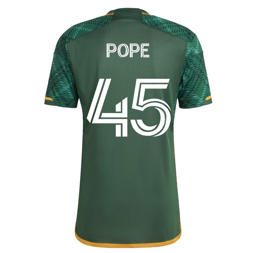 メンズフットボールブレイク・ポープ#45緑ホームシャツ2023/24ジャージーユニフォーム