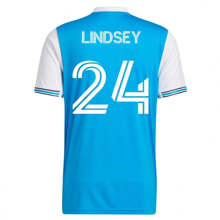 メンズフットボールジェイリン・リンジー#24青ホームシャツ2023/24ジャージーユニフォーム