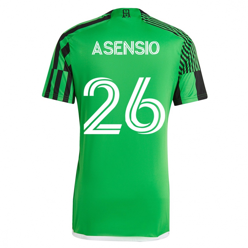 メンズフットボールチャーリー・アセンシオ#26グリーンブラックホームシャツ2023/24ジャージーユニフォーム