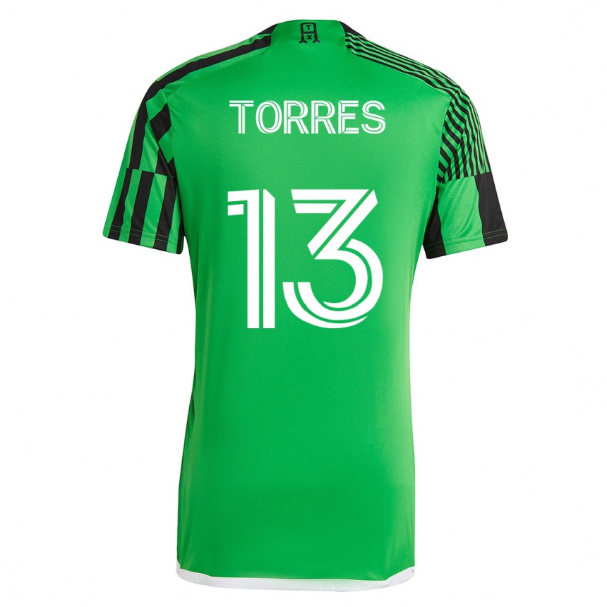 メンズフットボールレオ・トーレス#13グリーンブラックホームシャツ2023/24ジャージーユニフォーム