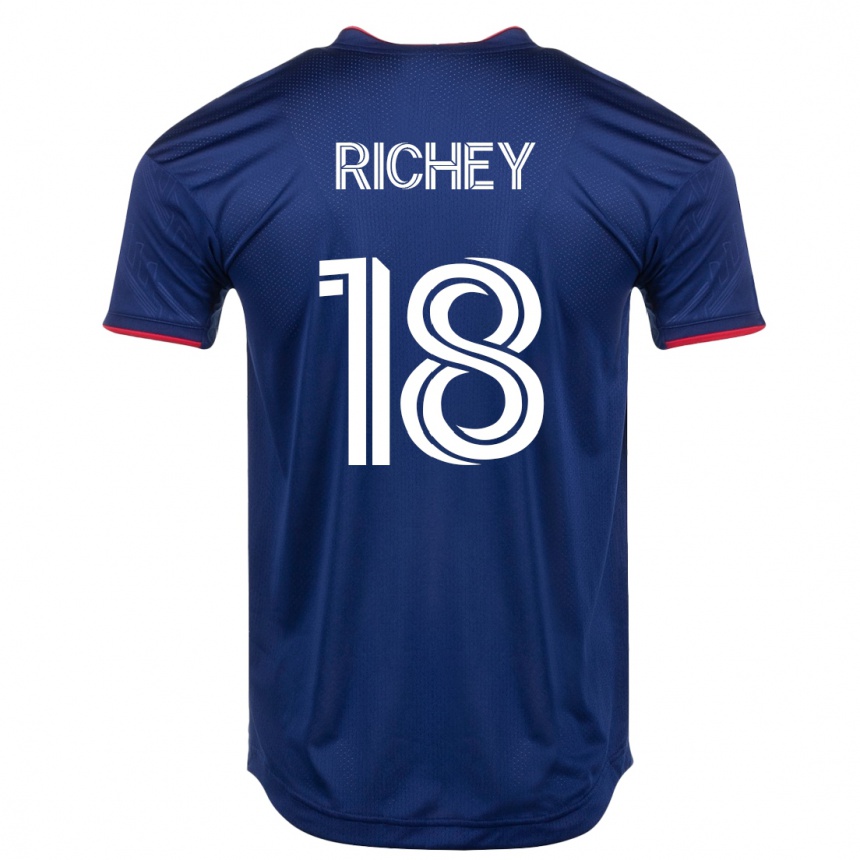 メンズフットボールスペンサー・リッチー#18ネイビーホームシャツ2023/24ジャージーユニフォーム
