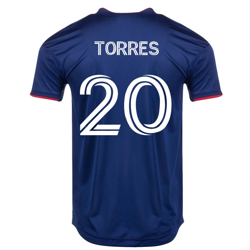 メンズフットボールハイロ・トーレス#20ネイビーホームシャツ2023/24ジャージーユニフォーム