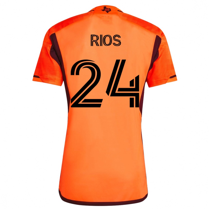 メンズフットボールパオロ・リオス#24オレンジホームシャツ2023/24ジャージーユニフォーム