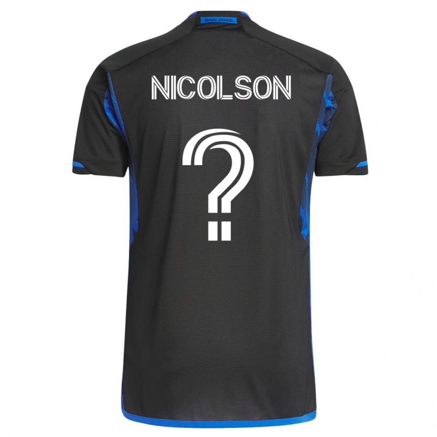 メンズフットボールジョン・ニコルソン#0青黒ホームシャツ2023/24ジャージーユニフォーム