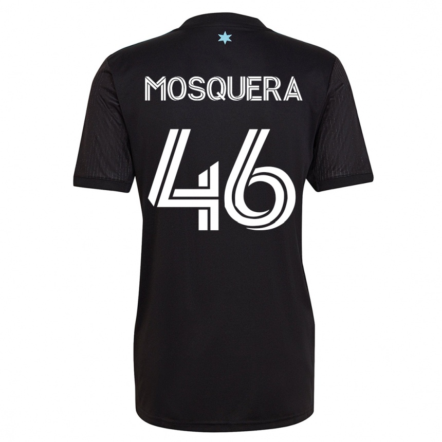 メンズフットボールホアン・カミロ・モスケラ・ペルラサ#46黒ホームシャツ2023/24ジャージーユニフォーム