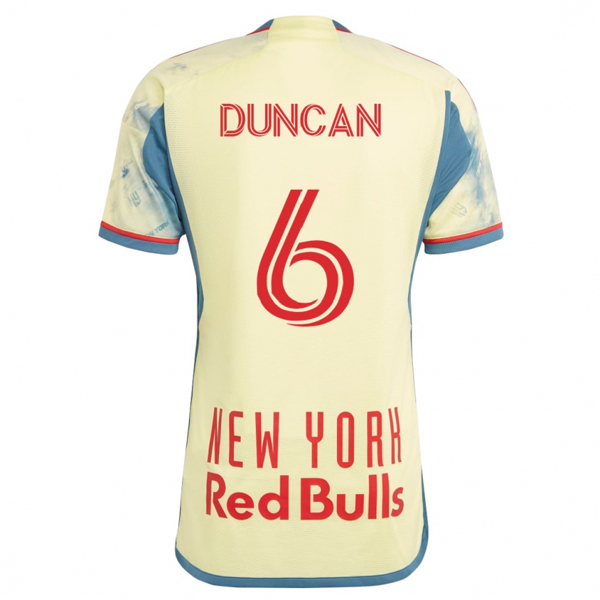 メンズフットボールカイル・ダンカン#6イエローホームシャツ2023/24ジャージーユニフォーム