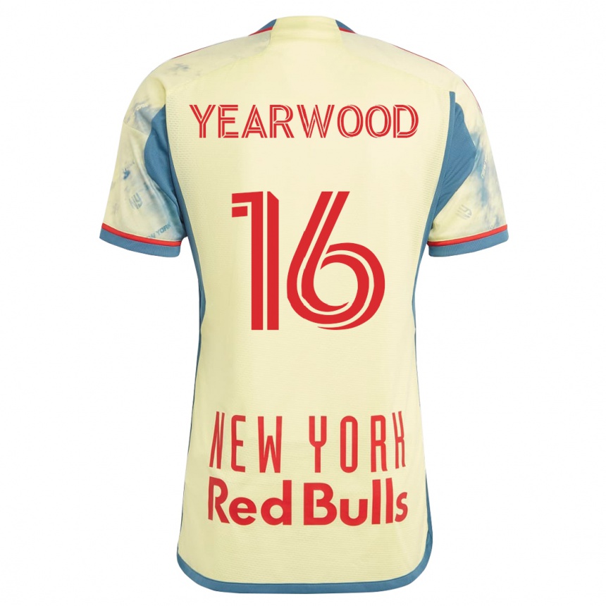 メンズフットボールドゥルー・イヤーウッド#16イエローホームシャツ2023/24ジャージーユニフォーム