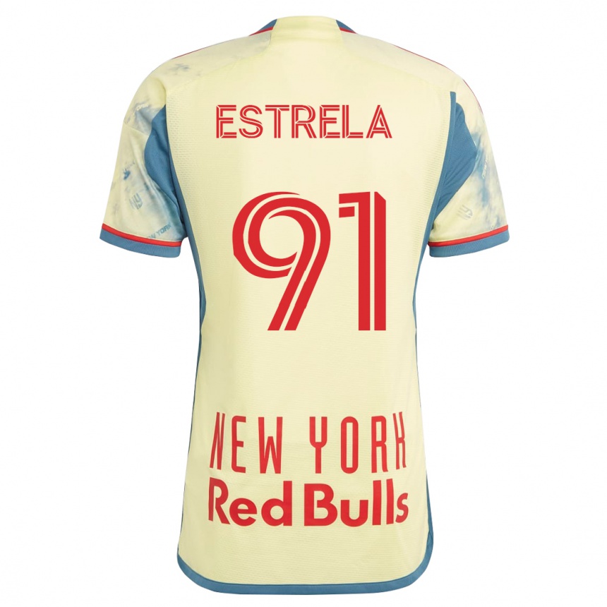 メンズフットボールベント・エストレーラ#91イエローホームシャツ2023/24ジャージーユニフォーム