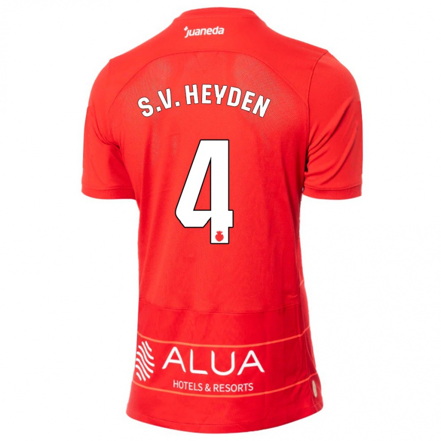 メンズフットボールシーベ・ファン・デル・ヘイデン#4赤ホームシャツ2023/24ジャージーユニフォーム