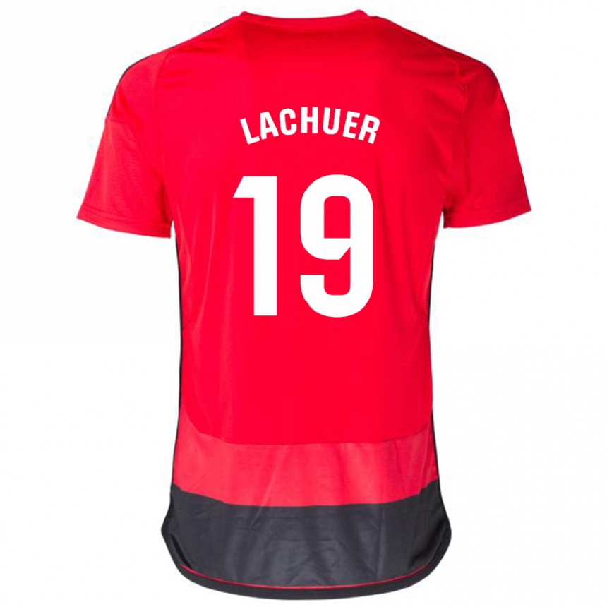 メンズフットボールマティス・ラシャー#19赤、黒ホームシャツ2023/24ジャージーユニフォーム
