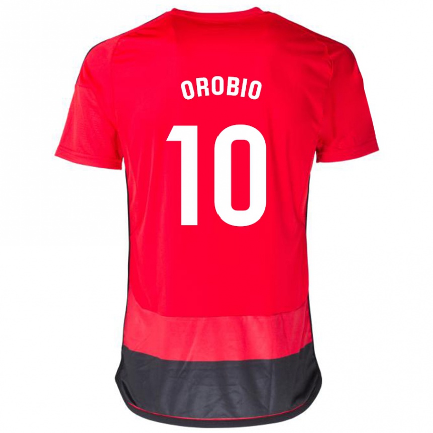メンズフットボールエキオッツ・オロビオ#10赤、黒ホームシャツ2023/24ジャージーユニフォーム