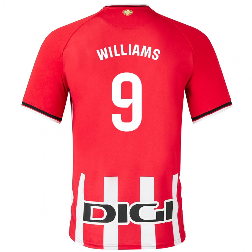 メンズフットボールイニャキ・ウィリアムズ#9赤ホームシャツ2023/24ジャージーユニフォーム