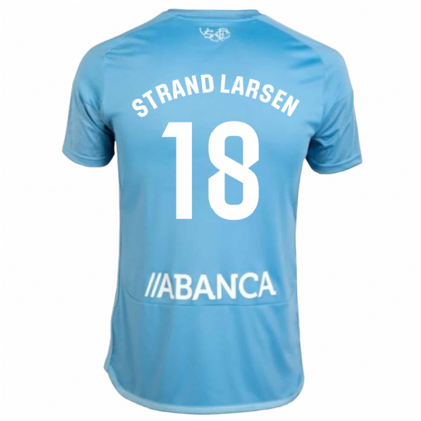 メンズフットボールヨルゲン・ストランド・ラーセン#18青ホームシャツ2023/24ジャージーユニフォーム