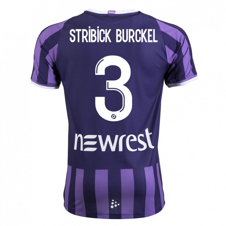 メンズフットボールレティシア・ストライビック＝ビュルケル#3紫アウェイシャツ2023/24ジャージーユニフォーム