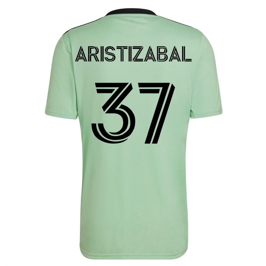 メンズフットボールニコラス・アリスティザバル#37ライトグリーンアウェイシャツ2023/24ジャージーユニフォーム