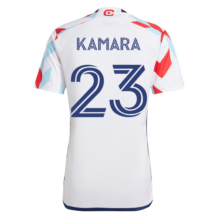 メンズフットボールケイ・カマラ#23白青アウェイシャツ2023/24ジャージーユニフォーム