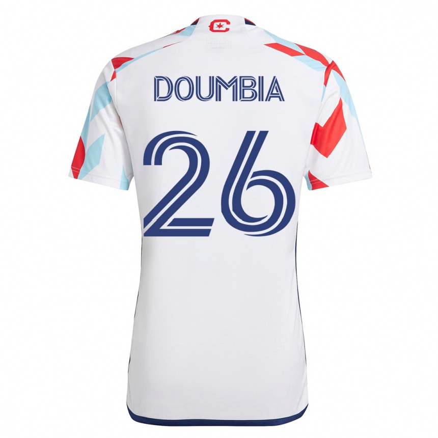 メンズフットボールウスマン・ドゥンビア#26白青アウェイシャツ2023/24ジャージーユニフォーム