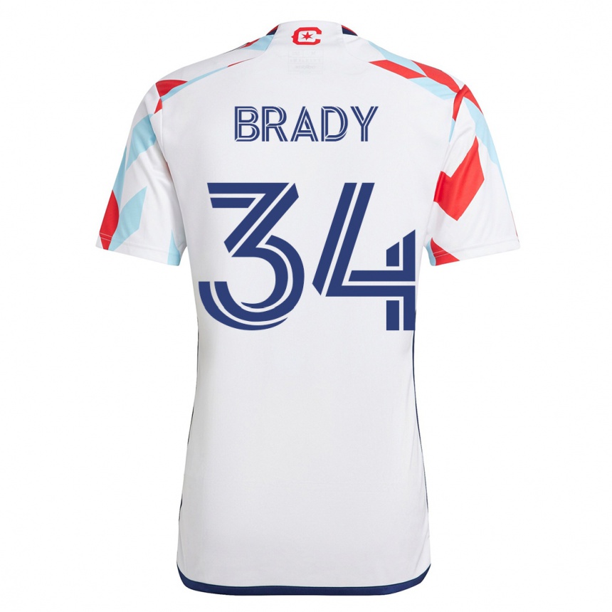 メンズフットボールクリス・ブレイディ#34白青アウェイシャツ2023/24ジャージーユニフォーム
