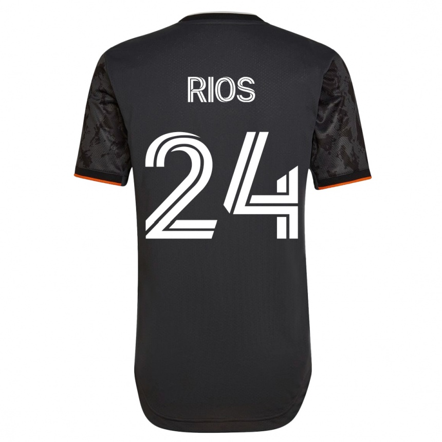 メンズフットボールパオロ・リオス#24黒アウェイシャツ2023/24ジャージーユニフォーム