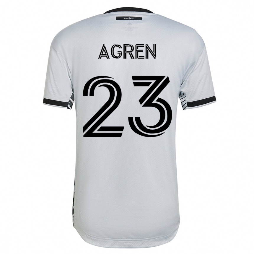 メンズフットボールオスカル・アグレン#23白アウェイシャツ2023/24ジャージーユニフォーム