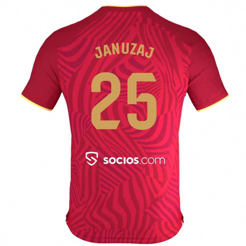 メンズフットボールアドナン・ヤヌザイ#25赤アウェイシャツ2023/24ジャージーユニフォーム