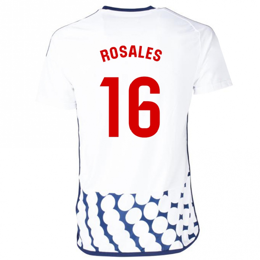 メンズフットボールディエゴ・ロザレス#16白アウェイシャツ2023/24ジャージーユニフォーム