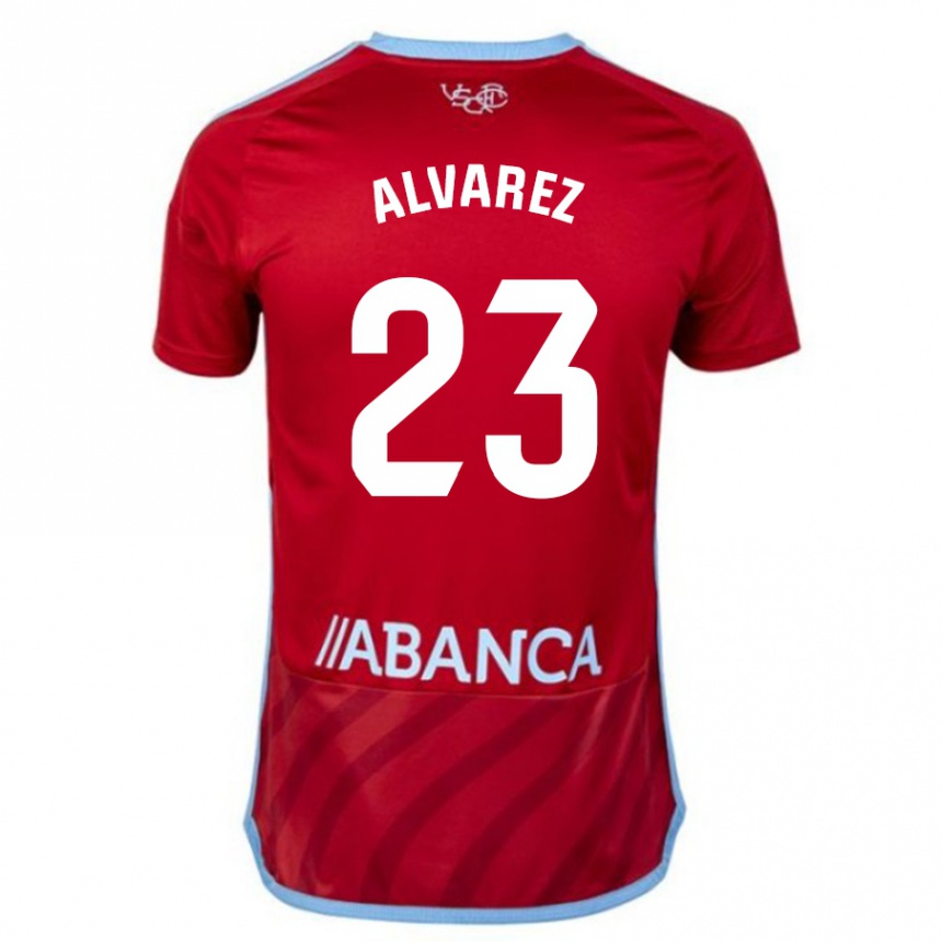 メンズフットボールウーゴ・アルバレス・アントゥネス#23赤アウェイシャツ2023/24ジャージーユニフォーム