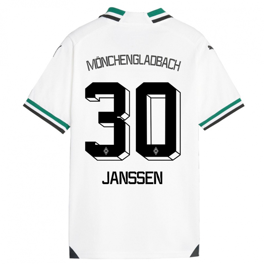 レディースフットボールアンナレナ・ヤンセン#30ホワイトグリーンホームシャツ2023/24ジャージーユニフォーム