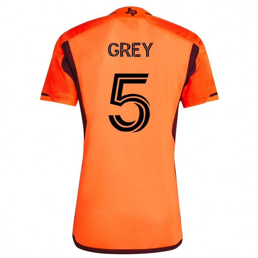 レディースフットボールオマー・グレー#5オレンジホームシャツ2023/24ジャージーユニフォーム