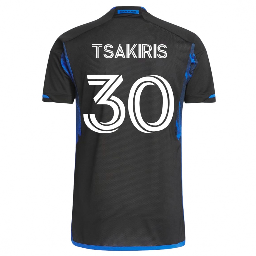 レディースフットボールニコ・ツァキリス#30青黒ホームシャツ2023/24ジャージーユニフォーム