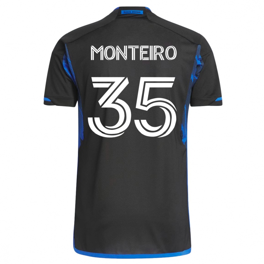 レディースフットボールヤミロ・モンテイロ#35青黒ホームシャツ2023/24ジャージーユニフォーム