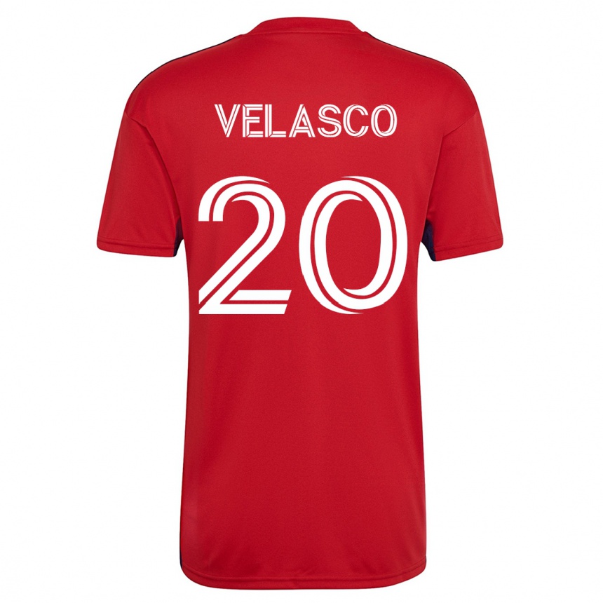 レディースフットボールアラン・ベラスコ#20赤ホームシャツ2023/24ジャージーユニフォーム