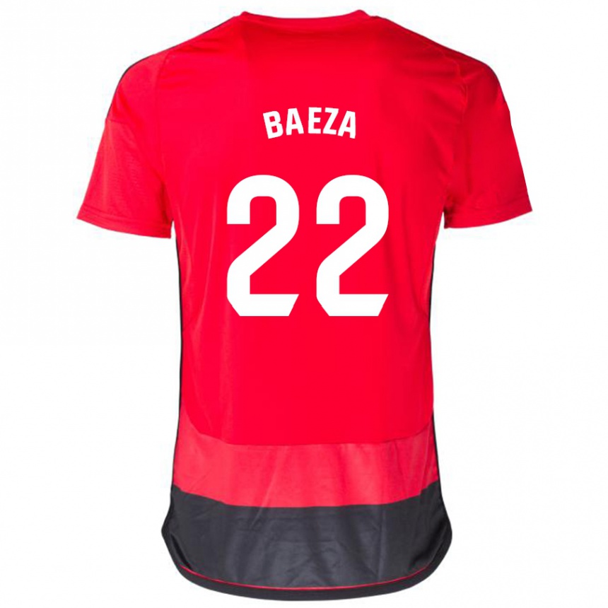 レディースフットボールミゲル・バエサ#22赤、黒ホームシャツ2023/24ジャージーユニフォーム