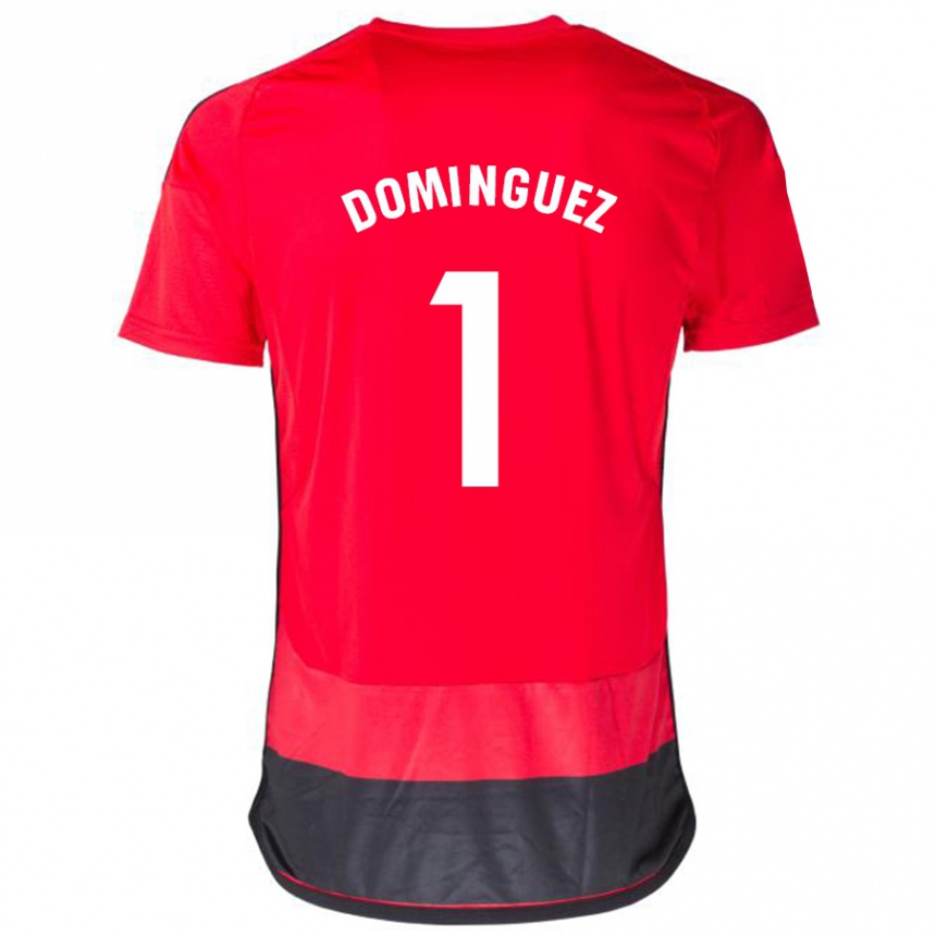 レディースフットボールイアーゴー・ドミンゲス・ロドリゲス#1赤、黒ホームシャツ2023/24ジャージーユニフォーム