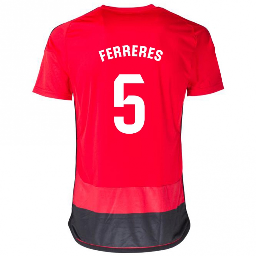 レディースフットボールマノロ・フェレレス#5赤、黒ホームシャツ2023/24ジャージーユニフォーム