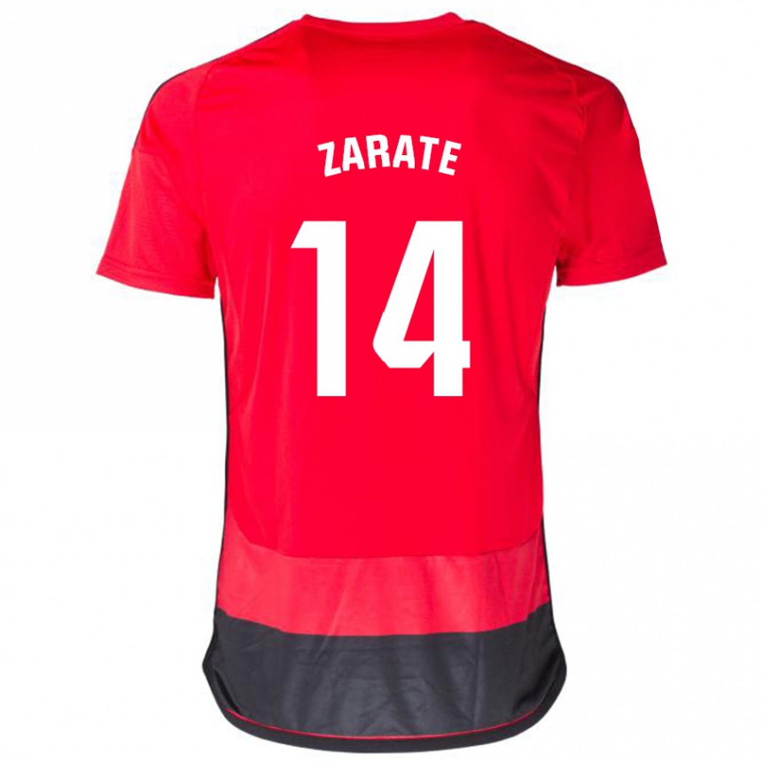 レディースフットボールウーゴ・サラテ#14赤、黒ホームシャツ2023/24ジャージーユニフォーム