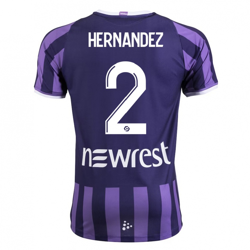 レディースフットボールルーシー・ヘルナンデス#2紫アウェイシャツ2023/24ジャージーユニフォーム