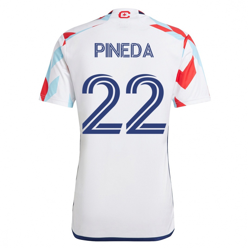 レディースフットボールマウリシオ・ピネダ#22白青アウェイシャツ2023/24ジャージーユニフォーム