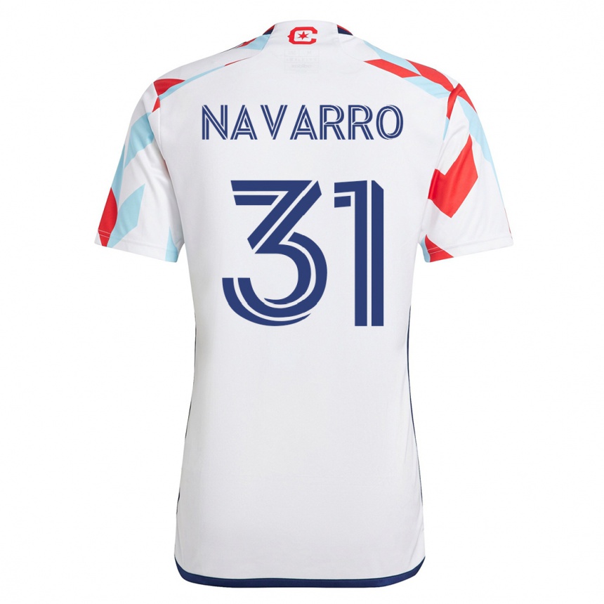 レディースフットボールフェデリコ・ナバロ#31白青アウェイシャツ2023/24ジャージーユニフォーム