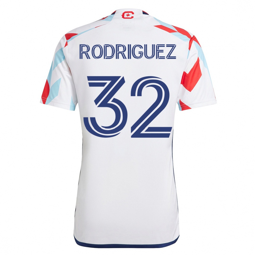 レディースフットボールミサエル・ロドリゲス#32白青アウェイシャツ2023/24ジャージーユニフォーム