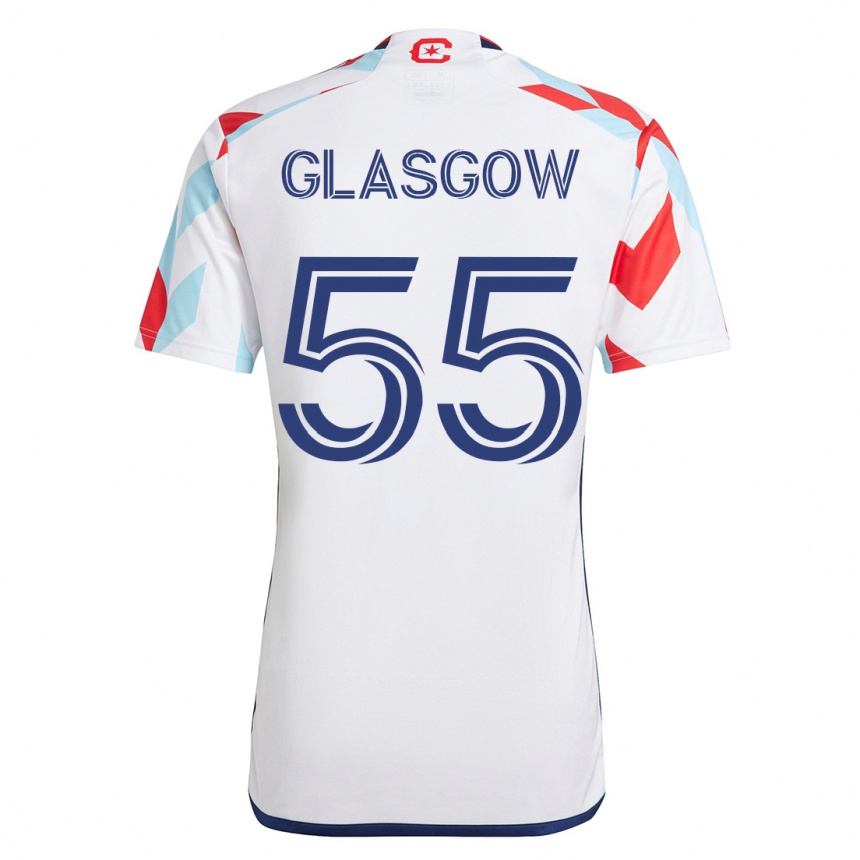 レディースフットボールオマリ・グラスゴー#55白青アウェイシャツ2023/24ジャージーユニフォーム