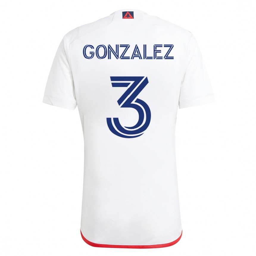 レディースフットボールオマール・ゴンザレス#3赤、白アウェイシャツ2023/24ジャージーユニフォーム