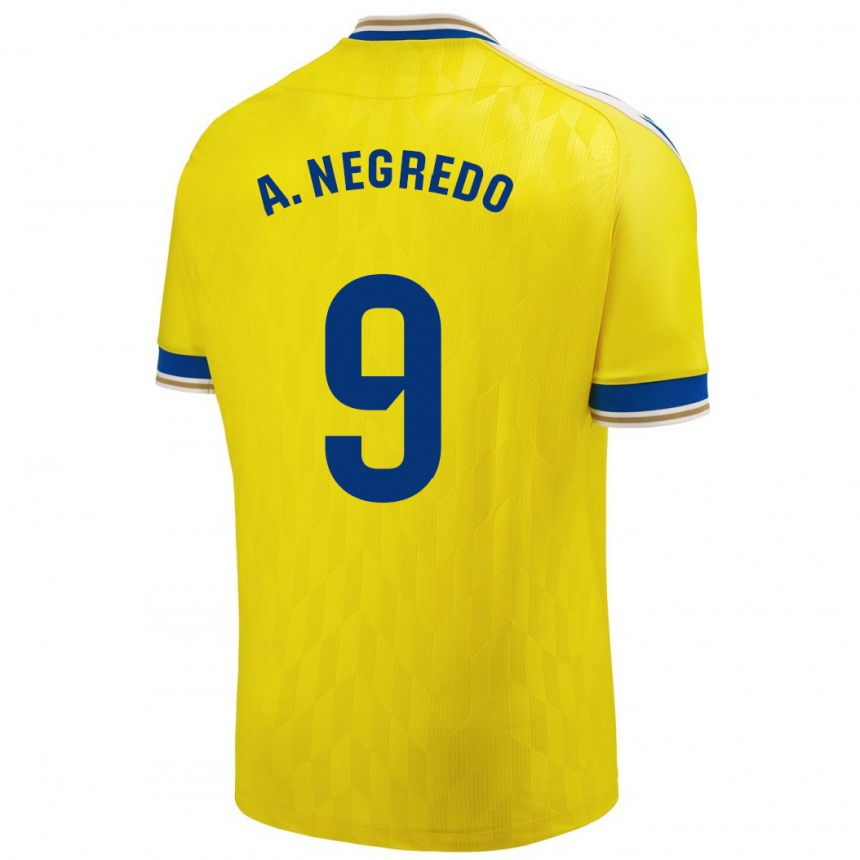キッズフットボールアルバロ・ネグレド#9イエローホームシャツ2023/24ジャージーユニフォーム