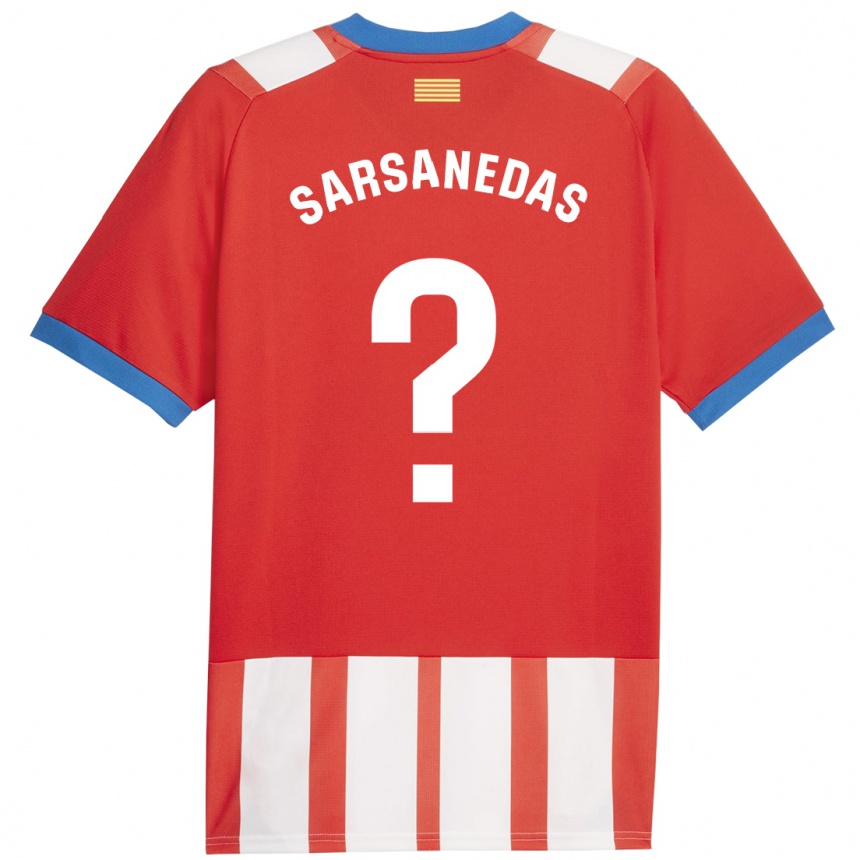 キッズフットボールジョアン・サルサネダス#0赤白ホームシャツ2023/24ジャージーユニフォーム